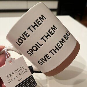 Funny Mug‎ -Eccolo Exposed Clay Mug 18oz Love Them Spoil Them Give Them Back New